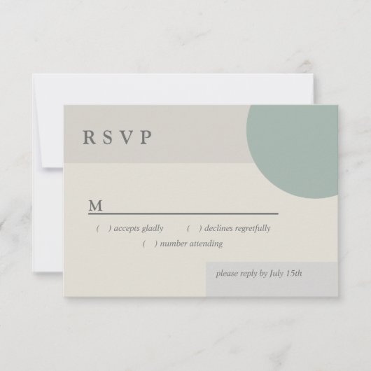Modern Boho Geometric Green Grey Taupe RSVP Kaartje (Voorkant)