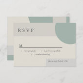 Modern Boho Geometric Green Grey Taupe RSVP Kaartje (Voorkant / Achterkant)