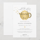 Modern Boho Gold Hearts Orchids Floral Bridal Tea Kaart (Voorkant / Achterkant)