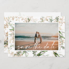 Modern Boho Golden Eucalyptus Greenery Save The Date