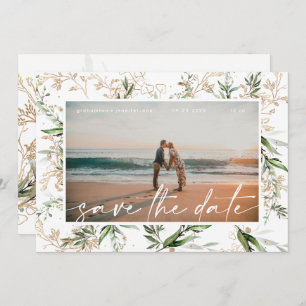 Modern Boho Golden Eucalyptus Greenery Save The Date