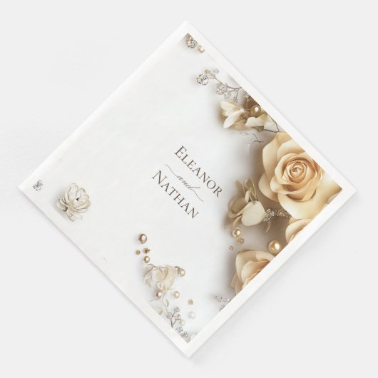 Modern Boho Golden Rozen Spring Summer Wedding Servet (Hoek)