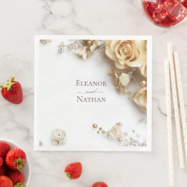 Modern Boho Golden Rozen Spring Summer Wedding Servet