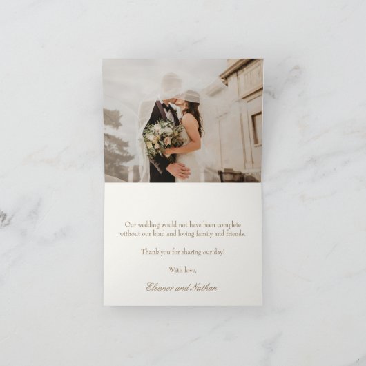 Modern Boho Golden Rozen voorjaar zomer bruiloft Bedankkaart (Binnen)