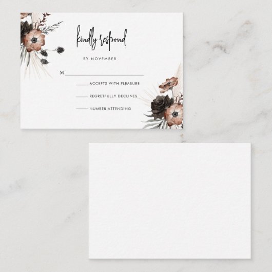 Modern Boho Gothic Script RSVP-kaart Notitiekaartje (Voorkant / Achterkant)