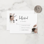 Modern Boho Gothic Script RSVP-kaart Notitiekaartje (Voorkant / Achterkant in situ)