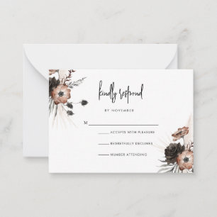Modern Boho Gothic Script RSVP-kaart Notitiekaartje