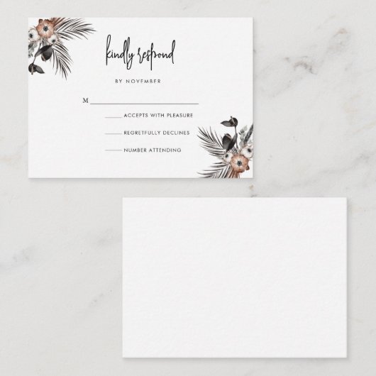 Modern Boho Gothic Script RSVP-kaart Notitiekaartje (Voorkant / Achterkant)