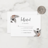 Modern Boho Gothic Script RSVP-kaart Notitiekaartje (Voorkant / Achterkant in situ)
