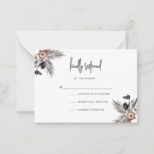 Modern Boho Gothic Script RSVP-kaart Notitiekaartje (Voorkant)