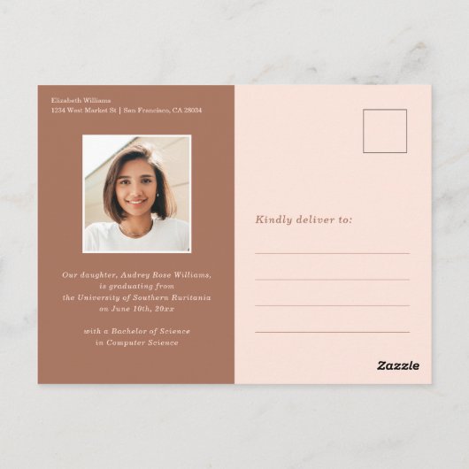 Modern Boho Grad Typography Blush Photo Graduation Briefkaart (Achterkant)