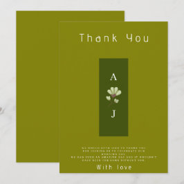 Modern Boho Green Flat Wedding Hartelijk dank Bedankkaart