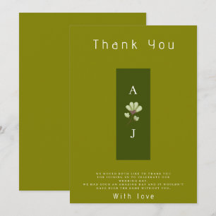 Modern Boho Green Flat Wedding Hartelijk dank Bedankkaart