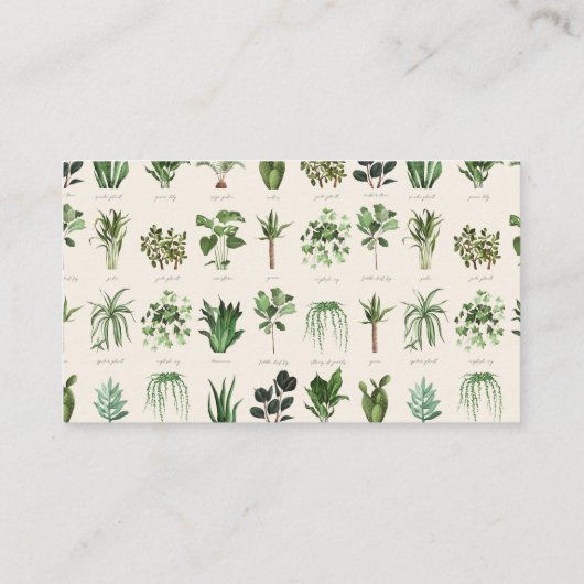 Modern Boho Green Planten botanische Florist Visitekaartje (Achterkant)
