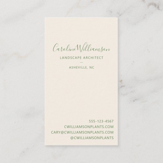 Modern Boho Green Planten botanische groen Visitekaartje (Achterkant)