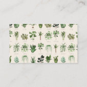 Modern Boho Green White Planten botanische Florist Visitekaartje (Achterkant)