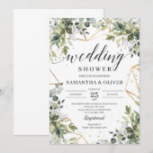 Modern boho greenery foliage eucalyptus bruiloft kaart (Voorkant / Achterkant)