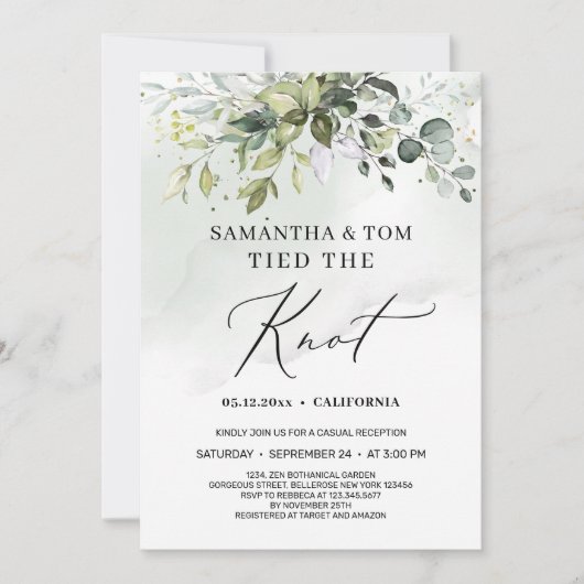 Modern boho greenery foliage gebonden aan de knoop kaart (Voorkant)