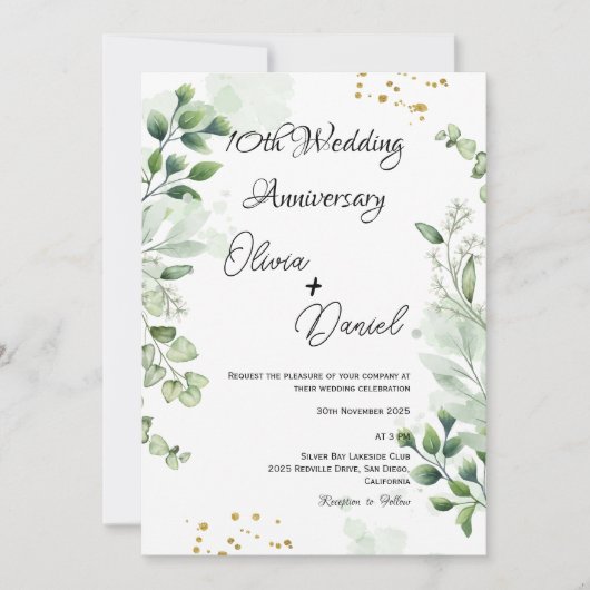 Modern Boho Greenery Wedding Anniversary  Kaart (Voorkant)