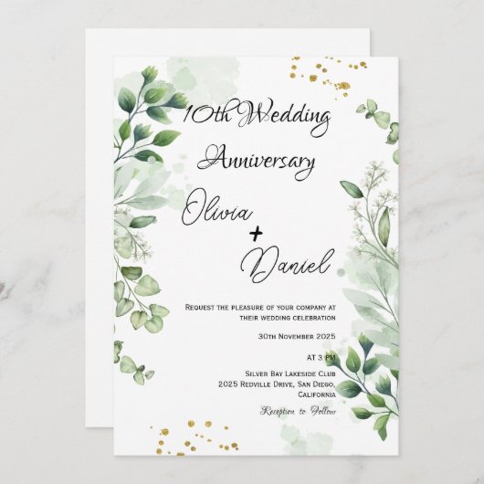Modern Boho Greenery Wedding Anniversary Kaart (Voorkant / Achterkant)