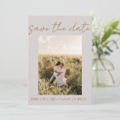 Modern Boho Grey One Photo Save the Date (Staand voorkant)