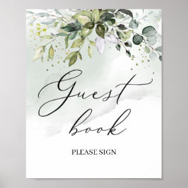 Modern boho groen eucalyptus gastboek bord poster