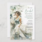 Modern boho groen eucalyptus witte bloemen kaart (Voorkant)