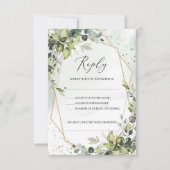 Modern Boho groen gebladerte goud geometrische bru RSVP Kaartje (Voorkant)