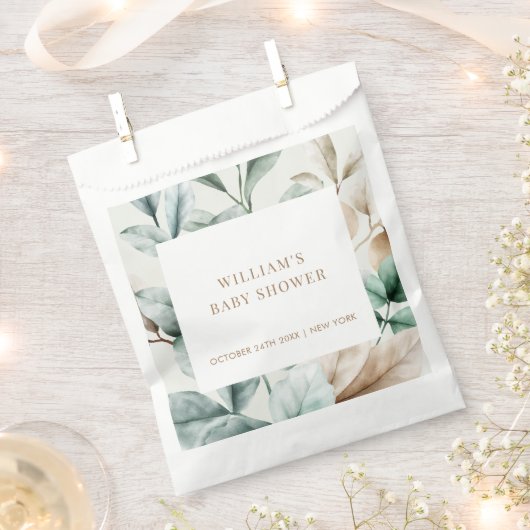 Modern Boho groen laat Baby shower Bedankzakje (Geknipt)