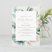 Modern Boho groen laat Baby shower Kaart (Staand voorkant)