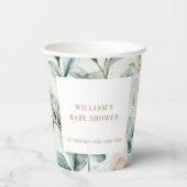 Modern Boho groen laat Baby shower Papieren Bekers (Achterkant)