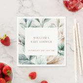 Modern Boho groen laat Baby shower Servet (Insitu)