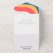 Modern Boho Groovy Retro 70s bruiloft All In One Uitnodiging (Buitenkant)