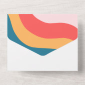 Modern Boho Groovy Retro 70s bruiloft All In One Uitnodiging (Achterkant)