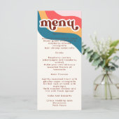 Modern Boho Groovy Retro 70s Rainbow Wedding Menu (Staand voorkant)
