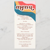 Modern Boho Groovy Retro 70s Rainbow Wedding Menu (Voorkant)