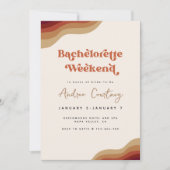 Modern Boho Groovy Terracotta Bachelorette Weekend Kaart (Voorkant)