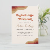 Modern Boho Groovy Terracotta Bachelorette Weekend Kaart (Staand voorkant)