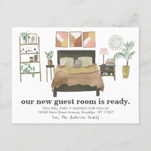 Modern Boho Guest Room Ready We hebben beweging ge Aankondigingskaart