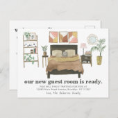 Modern Boho Guest Room Ready We hebben beweging ge Aankondigingskaart (Voorkant / Achterkant)