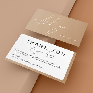 Modern Boho handgeschreven script dank u korting Visitekaartje