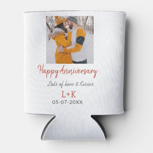 Modern boho happy anniversary naam toevoegen datum blikjeskoeler (Voorkant)
