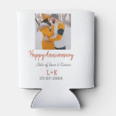 Modern boho happy anniversary naam toevoegen datum blikjeskoeler (Achterkant)
