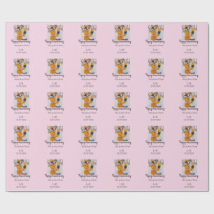 Modern boho happy anniversary naam toevoegen datum cadeaupapier