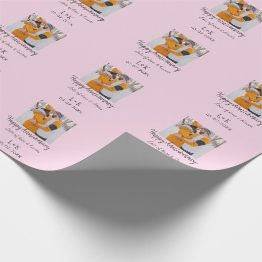 Modern boho happy anniversary naam toevoegen datum cadeaupapier (Hoek)