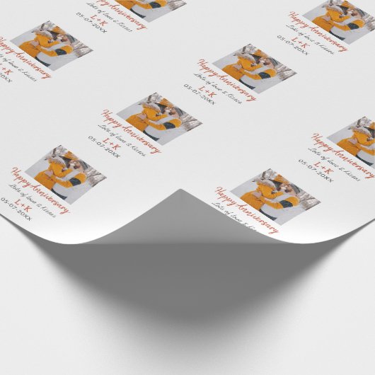 Modern boho happy anniversary naam toevoegen datum cadeaupapier (Hoek)