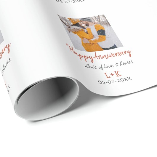 Modern boho happy anniversary naam toevoegen datum cadeaupapier (Rol Hoek)