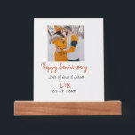 Modern boho happy anniversary naam toevoegen datum fotoplankje<br><div class="desc">Ontwerp voor koppels</div>