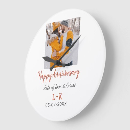 Modern boho happy anniversary naam toevoegen datum grote klok (Hoek)