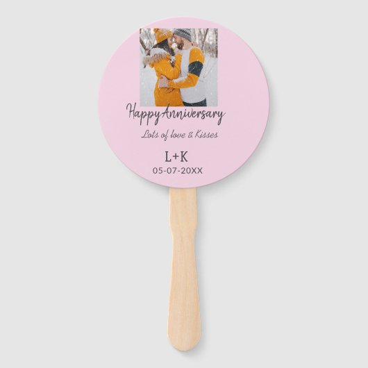 Modern boho happy anniversary naam toevoegen datum handwaaier (Voorkant)